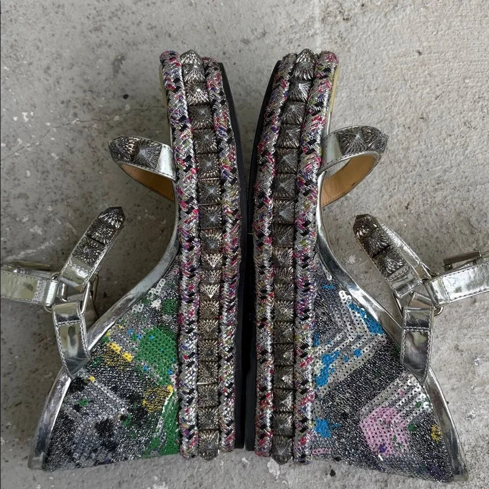 Christian Louboutin Pira Ryad 110 silver sequin platforms